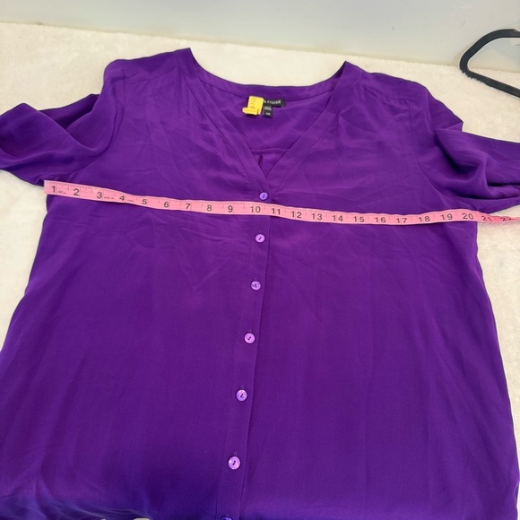 Eileen Fisher 100% Silk Button Down Royal Purple size S/P - Picture 6 of 7